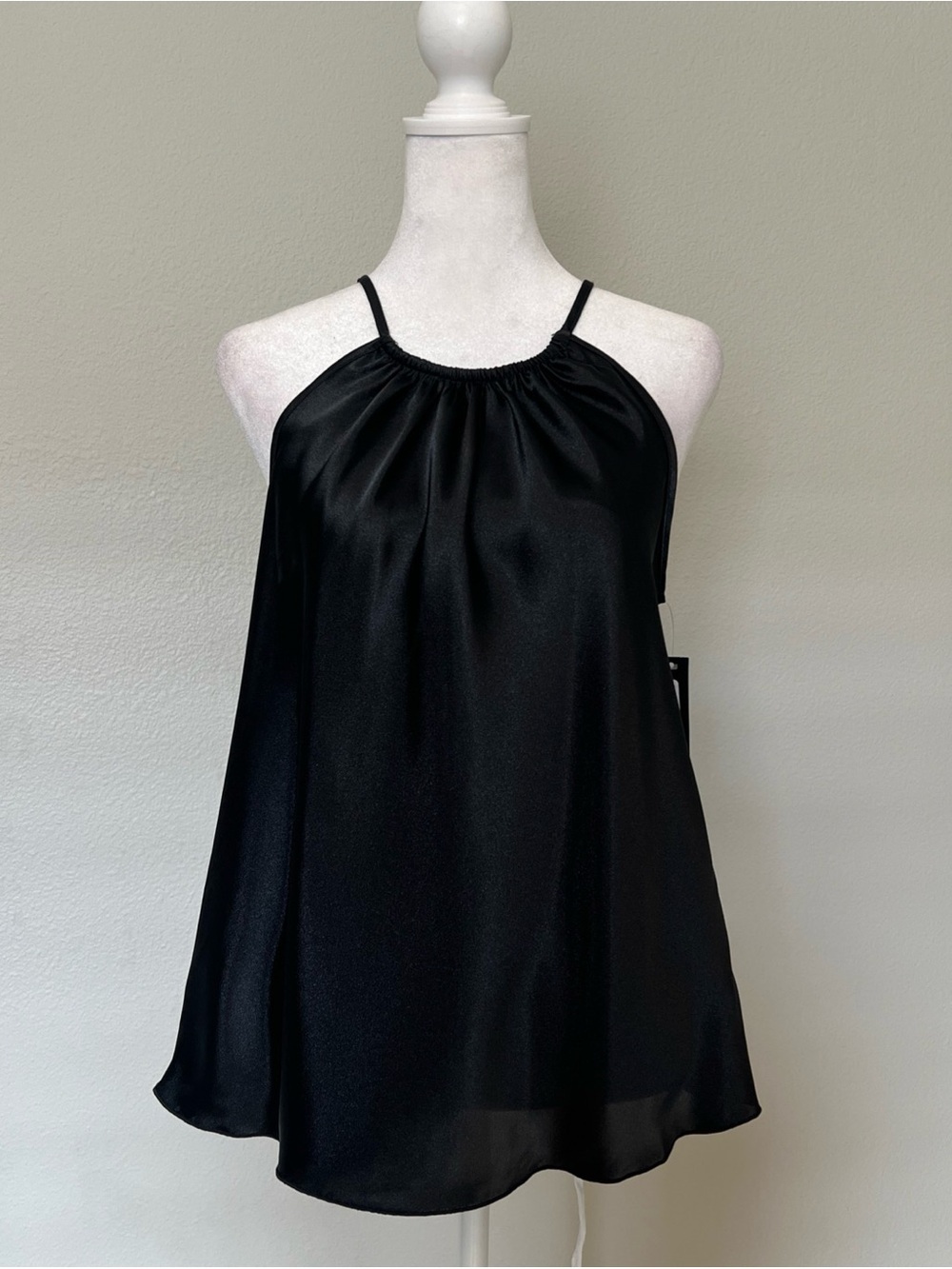 Nicole Miller New York Black Satin Halter Tank Top Size XS